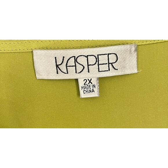 Kasper Line Green Pleated Satin Tank Top Size 2X NWT - Picture 2 of 5